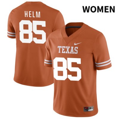 Texas Longhorns Women's #85 Gunnar Helm Authentic Orange NIL 2022 College Football Jersey EUN42P0N
